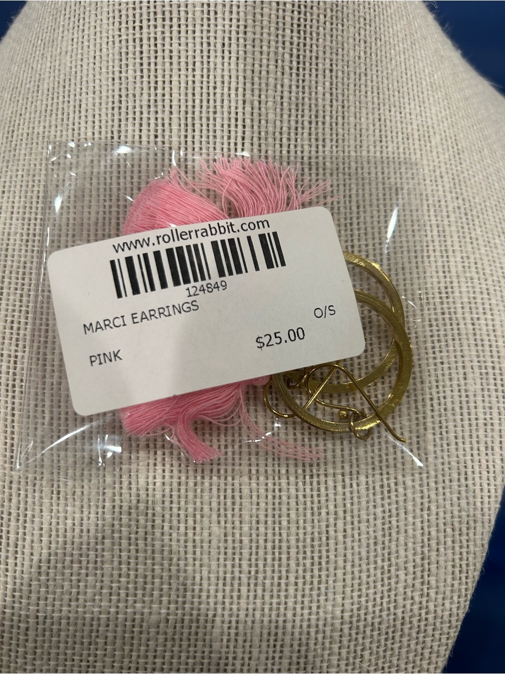 Roller Rabbit Pink Fringe Gold Hoop Earrings